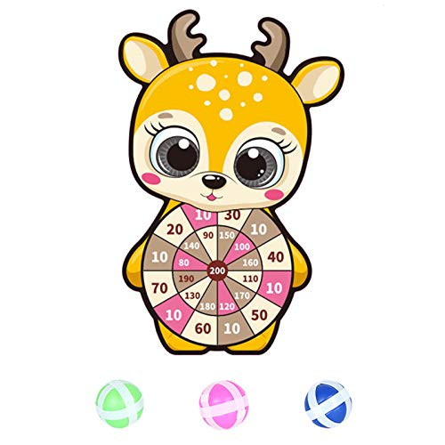 Copercn Cartoon Dart Board Games for Kids Board Games Kit with 3 Sticky Balls and Hook Classic Toy Set for Kids Gift Darts Dartboard Dart Target Game Set _B_