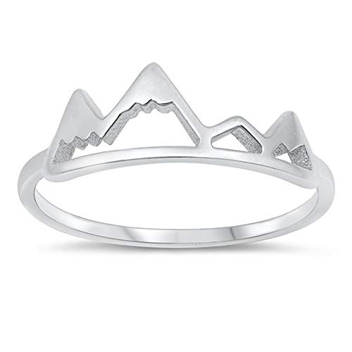 CloseoutWarehouse Rhodium Plated Sterling Silver High Mountains Ring Size 7