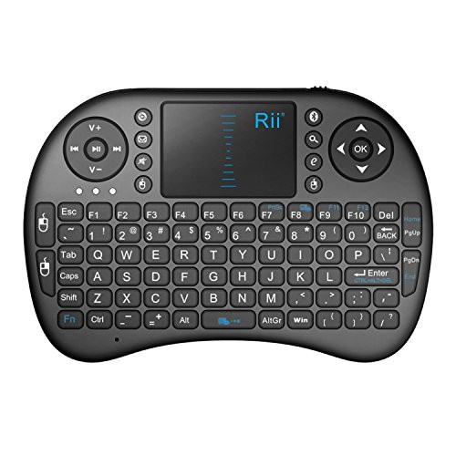 Rii Mini Bluetooth Wireless Touchpad Rechargable Keyboard Combo, for PC, PAD, XBOX 360, PS3, Google Android TV Box, HTPC, IPTV, Black (i8 BT) Black