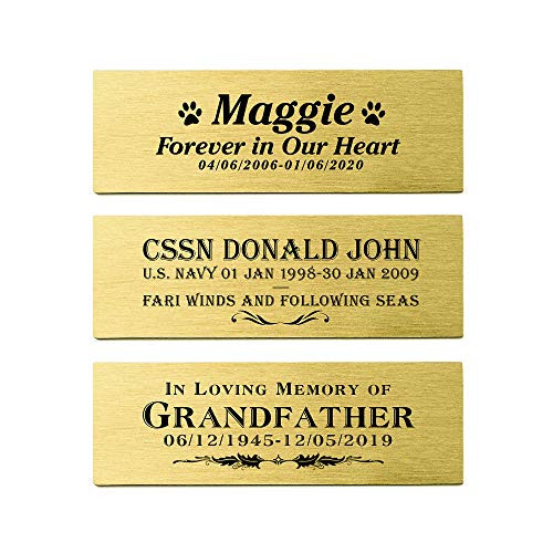 3 inch W x 1 inch H_ Personalized Custom Engraved Brushed Gold Solid Brass Plate Picture Frame Name Label Art Tag for Frames_ with Adhesive Backing or Screws 3 inch W x 1 inch H_ Personalized Custom Engraved Brushed Gold Solid Brass Plate Picture Frame Name Label Art Tag for Frames_ with Adhesive Backing or Screws