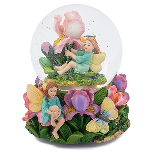 Fairy Children in Flowers 100MM Music Water Globe Plays Tune Beethoven Symphony Number 5