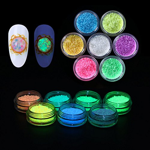 Elite99 Glow In Dark Luminescent Fluorescent Powder Nail Art DIY Decoration 7 Colors _7 Boxes_