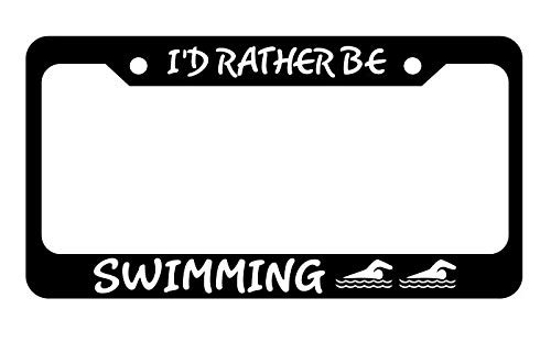 Slap_Art I'd Rather Be Swimming License Plate Frame Holder