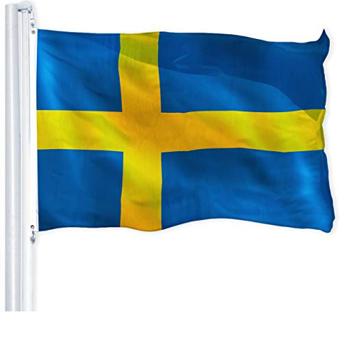 G128 _ Sweden Swedish Flag 3x5 ft Printed Brass Grommets 150D Quality Polyester Flag Indoor Outdoor _ Much Thicker More Durable Than 100D 75D Polyester
