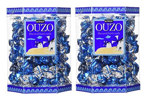 Krinos Ouzo Licorice Flavored Hard Candy_ Individually Wrapped_ Unique  and  Colorful_ Perfect for Parties _ 10.6oz Boxes _2 Pack_