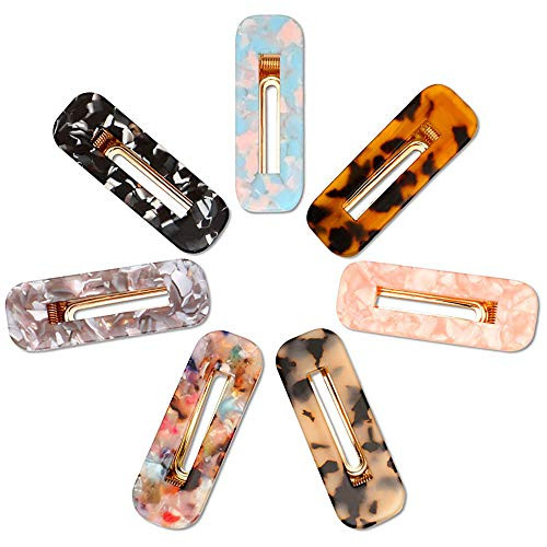 Papasgix 7 Pcs Acrylic Resin Hair Barrettes Fashion Geometric Alligator Hair Clips for Women and Ladies Hair Accessories