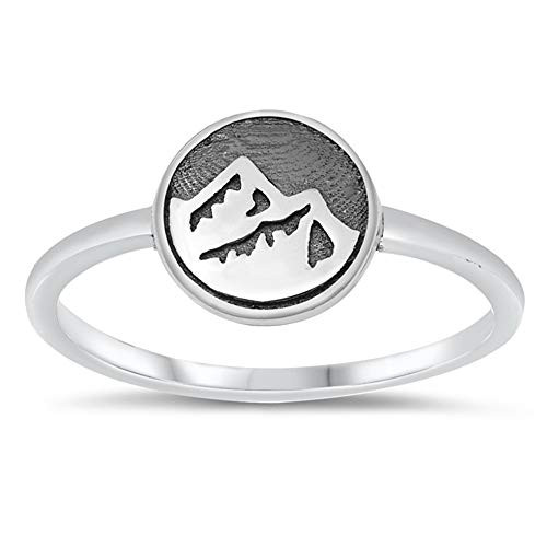 CloseoutWarehouse Oxidized 925 Sterling Silver Disc Mountain Ring Size 7