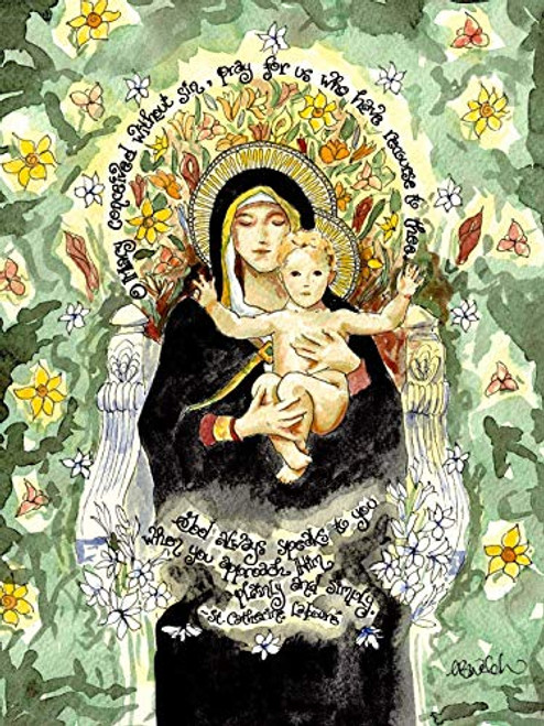 Our Lady of the Lilies 5x7 _ Catholic Art