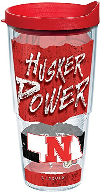 Tervis 1218396 Nebraska Cornhuskers College Statement Tumbler with Wrap and Red Lid 24oz, Clear Tervis 1218396 Nebraska Cornhuskers College Statement Tumbler with Wrap and Red Lid 24oz, Clear