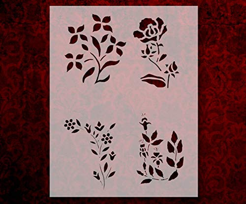 Flowers Floral Roses Flower Pattern 3 8.5 x 11 Inches Stencil _759_