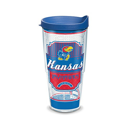 Tervis 1230322 Kansas Jayhawks Pregame Prep Tumbler with Wrap and Blue Lid 24oz, Clear Tervis 1230322 Kansas Jayhawks Pregame Prep Tumbler with Wrap and Blue Lid 24oz, Clear