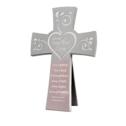 Lighthouse Christian Products Joined Together in Love Metal Wall/Desktop Cross, 6 1/2 x 10, Silver