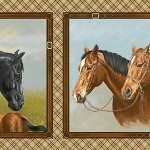 Hold Your Horses~Pillow Panel 24 inch  x 44 inch  Cotton Fabric by Studio E Fabrics