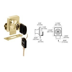 CRL Gold Plated Lock for 1 4 inch  Cabinet Glass Doors _ Keyed Alike