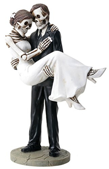 SUMMIT COLLECTION Groom Carrying Bride Skeleton Face Wedding Couple Statue Figurine SUMMIT COLLECTION Groom Carrying Bride Skeleton Face Wedding Couple Statue Figurine