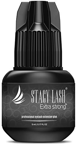 EXTRA STRONG Eyelash Extension Glue - Stacy Lash 5 ml / 1 Sec Drying time/Retention  7 weeks/Maximum Bonding Power/Professional Use Only Black Adhesive/for Semi-Permanent Extensions Supplies