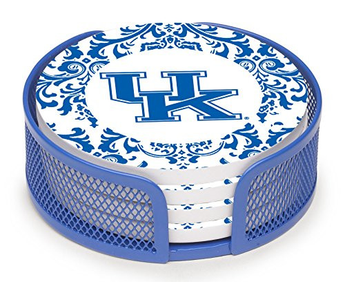 Thirstystone VUKY3-HA27 Stoneware Drink Coaster Set with Holder, University of Kentucky Pattern