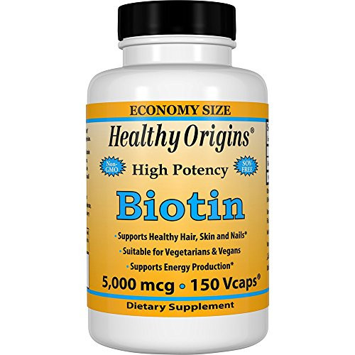 Healthy Origins Biotin 5_000 mcg _USP Grade__ 150 Veggie Caps
