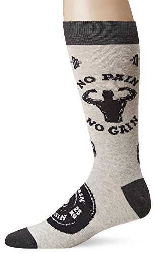 K. Bell Men's Playing Around Sport Novelty Crew Socks_ Gym Rat _Grey__ Shoe Size  6_12