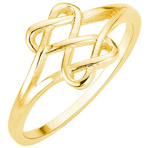 CloseoutWarehouse Yellow Gold_Tone Plated Silver Hearts Infinity Fusion Ring Size 7