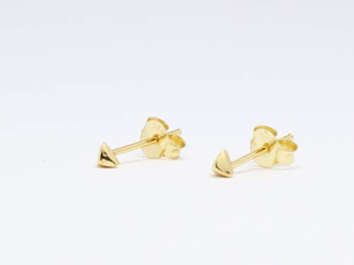 Tiny Pyramid Studs_ 3mm Triangle Gold Plated Sterling Silver Stud Earrings