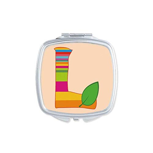 L Alphabet Orange Fruit Cute on Pattern Mirror Portable Compact Pocket Makeup Double Sided Glass