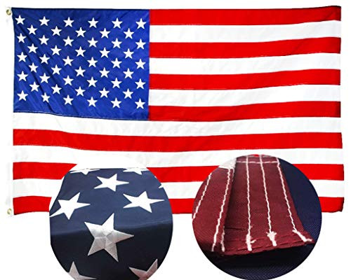 ERT American Flag 2x3 Ft Embroidered Stars Durable 210D Nylon for Outside _ UV Fade Resistan _ Brass Grommets _ 2X3 Foot USA Flag ERT American Flag 2x3 Ft Embroidered Stars Durable 210D Nylon for Outside _ UV Fade Resistan _ Brass Grommets _ 2X3 Foot USA Flag