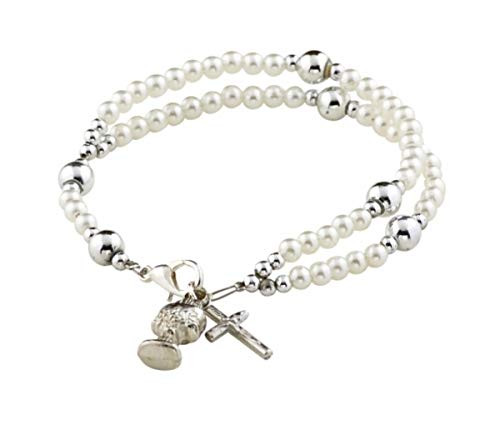 White First Communion Gifts for Girls Rosary Bracelet_ 7 Inch White First Communion Gifts for Girls Rosary Bracelet_ 7 Inch