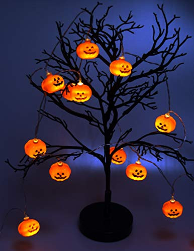 Halloween Pumpkin String Lights_ 20 LED 13 Feet Battery Powered Pumpkin Lights 3D Jack o Lantern Warm White Halloween Pumpkin Lights Decor for Indoor Outdoor Party