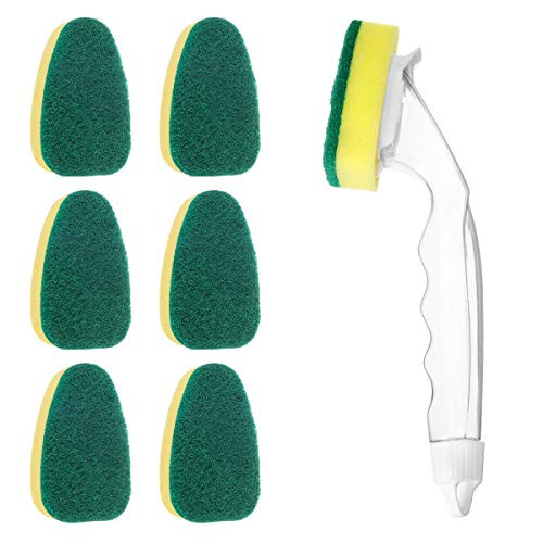 Heavy Duty Dishwand Refills_ LIUMY Dish Wand Refills Sponge_ 1 Dish Wand and 7 Refill Replacement Heads_ Dishwashing Sponge with Handle for Kitchen Sink Heavy Duty Dishwand Refills_ LIUMY Dish Wand Refills Sponge_ 1 Dish Wand and 7 Refill Replacement Heads_ Dishwashing Sponge with Handle for Kitchen Sink