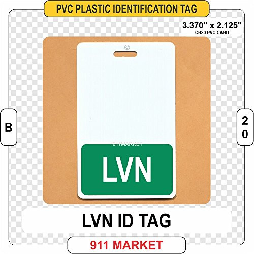 LVN Badge Buddy Identification Tag Nurse PVC Plastic ID _ B 20 White