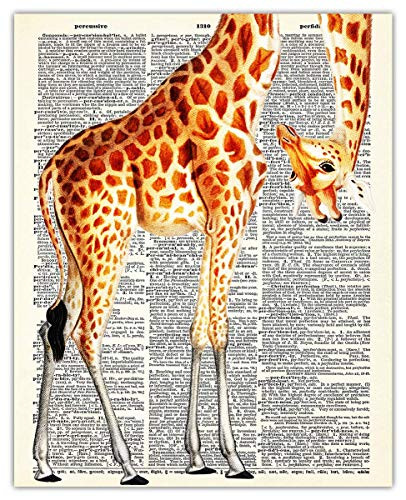 Upside Down Giraffe Dictionary Wall Art Print  Unique Room Decor _ _8x10_ Unframed Picture _ Great Gift Idea Under  15