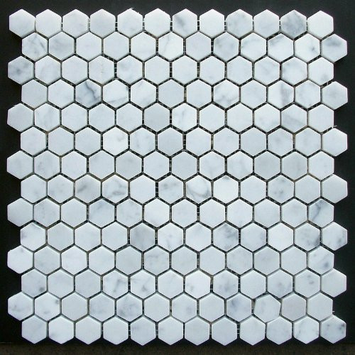 Marble 'n things Carrara White _Bianco Carrera_ 1 inch  Hexagon Mosaic Tile Polished
