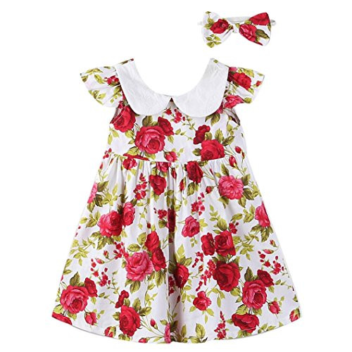 Baby Clothes_ Egmy Cute Toddler Kids Girl Princess Dress Headband Ruffle Party Floral Dress Clothes Set _4T_ Multicolor B_