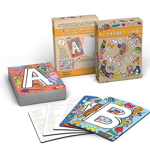 Find the Intruder Preschool Learning Cards for Toddlers _ Colorful Alphabet Flash Cards with Fun Drawings _ Toddler ABC Flash Cards for Kids Letter Flashcards Gift Set for Boys and Girls