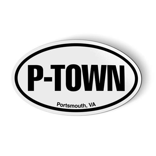 Stickers  and  Tees P_Town Portsmouth Virginia Oval _ Car Magnet _ 5 inch