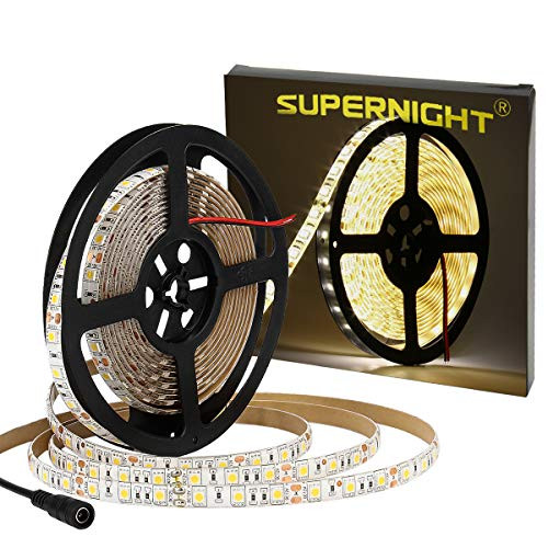 SUPERNIGHT _TM_ 16.4FT 5M SMD 5050 Waterproof 300LEDs Warm White LED Flash Strip Light_LED Flexible Ribbon Lighting Strip_12V 60W SUPERNIGHT _TM_ 16.4FT 5M SMD 5050 Waterproof 300LEDs Warm White LED Flash Strip Light_LED Flexible Ribbon Lighting Strip_12V 60W