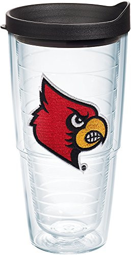Tervis 1165921 Louisville Cardinals Logo Tumbler with Emblem and Black Lid 24oz, Clear