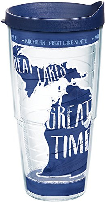 Tervis 1223776 Michigan State Outline Tumbler with Wrap and Navy Lid 24oz, Clear Tervis 1223776 Michigan State Outline Tumbler with Wrap and Navy Lid 24oz, Clear