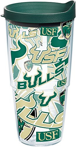 Tervis 1258118 Us Bulls All Over Insulated Tumbler with Wrap and Hunter Green Lid, 24Oz, Clear