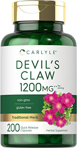 Carlyle Devils Claw 1200 mg _200 Capsules_  Concentrated Root Extract_ Non_GMO_ Gluten Free Supplement