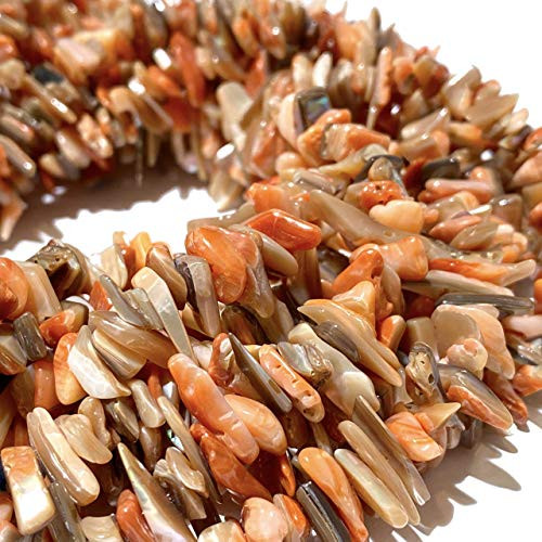 _ABCgems_ Caribbean Sunset_Orange Spiny Oyster Shell AKA Thorny Oyster _Gorgeous Color_ Extremely Rare_ Tiny 4_8mm Flat Free_Form Natural Mother of Pearl Healing Energy Beads