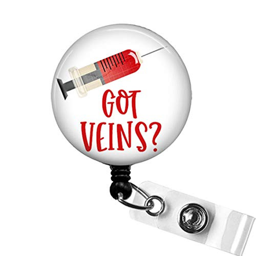 GOT VEINS Badge Reel_ Got Veins Retractable Badge Reel_ Lab Tech Badge Holder_ IV Nurse Badge ID Clip_ Phlebotomist Badge Gift_ IV Nurse Day