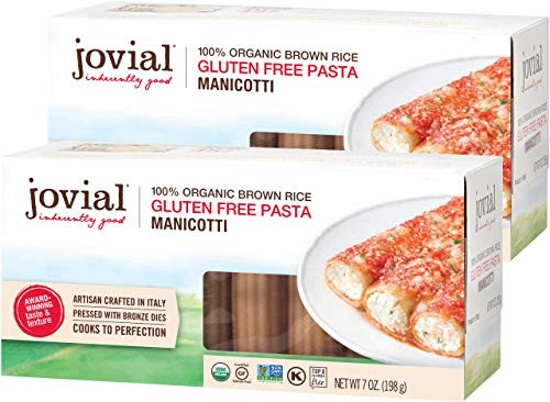 Jovial Manicotti Gluten_Free Pasta _ Whole Grain Brown Rice Manicotti Pasta _ Non_GMO _ Lower Carb _ Kosher _ USDA Certified Organic _ Made in Italy _ 7 oz _2 Pack_