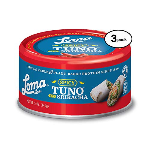 Loma Linda Tuno _ Plant_Based _ Spicy Sriracha _5 oz._ _Pack of 3_ _ Non_GMO_ Ocean Safe_ Omega 3_ Seafood Alternative Loma Linda Tuno _ Plant_Based _ Spicy Sriracha _5 oz._ _Pack of 3_ _ Non_GMO_ Ocean Safe_ Omega 3_ Seafood Alternative