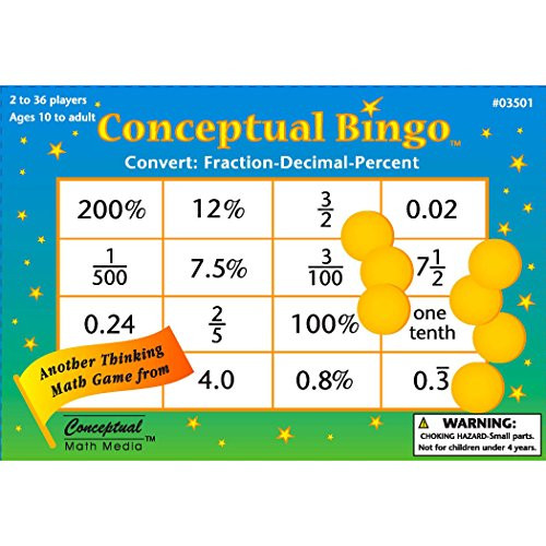Conceptual Math Media CMM03501 Bingo, Convert Fraction Decimal Percent (Pack of 450)