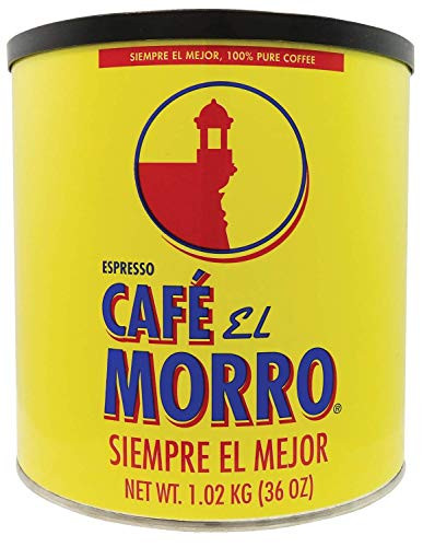 Premium Ground Coffee from Cafe El Morro _ Gourmet Dark Roast Espresso Coffee_ Pure Ground Coffee_ 2 lb Can _36 oz_