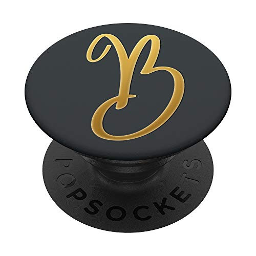 Golden Initial Letter B On Dark Gray PopSockets PopGrip Swappable Grip for Phones and Tablets Golden Initial Letter B On Dark Gray PopSockets PopGrip Swappable Grip for Phones and Tablets