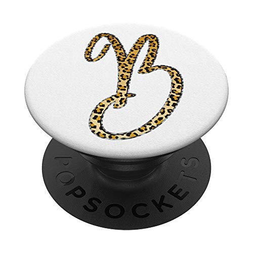 Yellow Leopard Pattern letter B Phone Grip On a White PopSockets PopGrip  Swappable Grip for Phones  and  Tablets