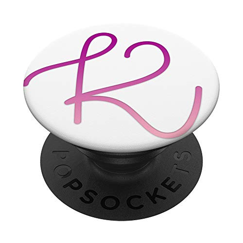 Pink Purple Letter K Monogram On a White Pattern PopSockets Grip and Stand for Phones and Tablets